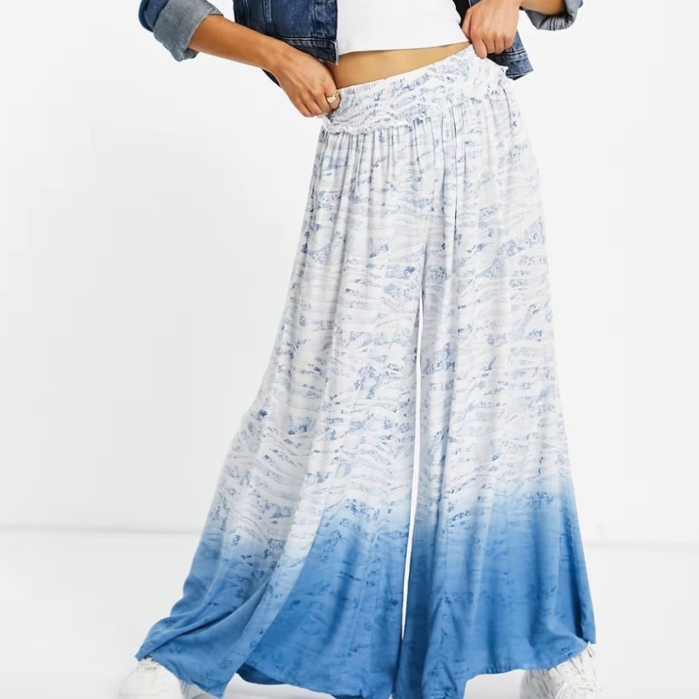 Surf Gypsy White and Blue Ombre Wide Leg Pants